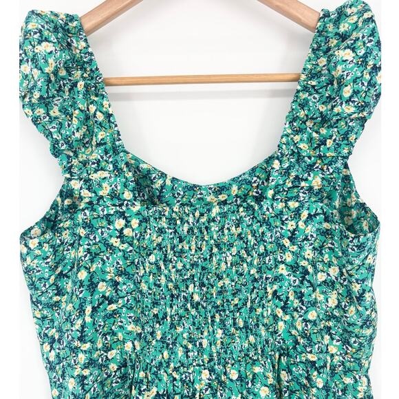 Old Navy Fit & Flare Blue Green Puff Sleeve Dress Size M - Picture 8 of 9